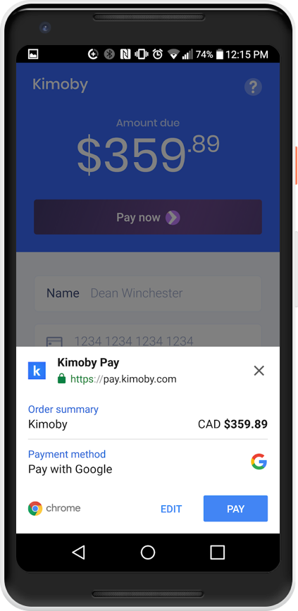 Paiements mobiles depuis un téléphone mobile via Google Pay